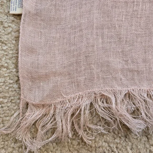 Vikolino Linen Scarf Pink European Washed Linen - Picture 4 of 7